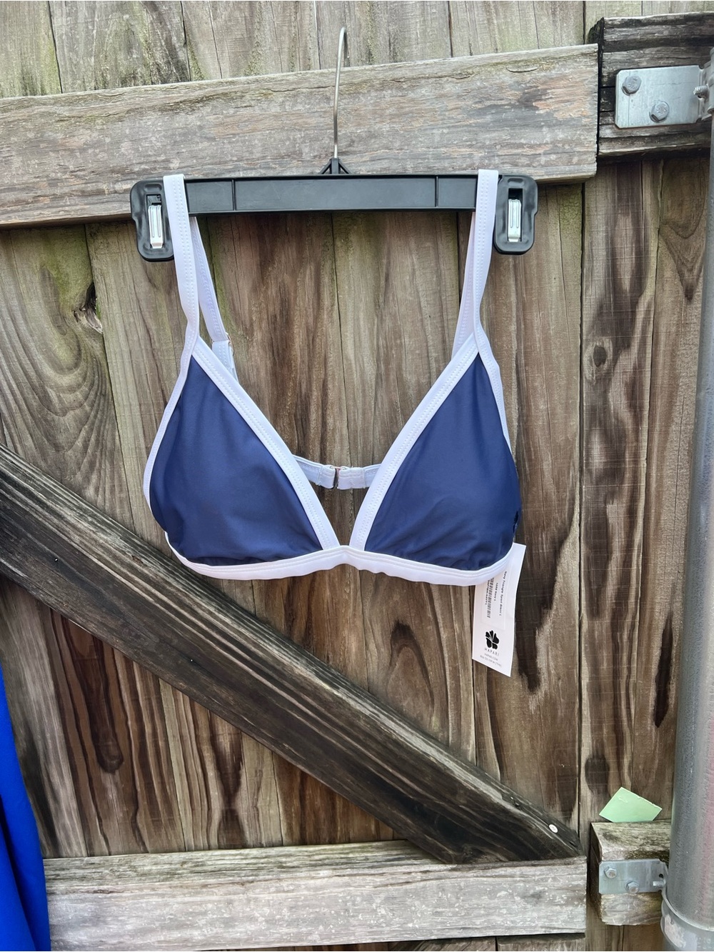 👗Hapari Navy Triangle Bikini top with White Trim